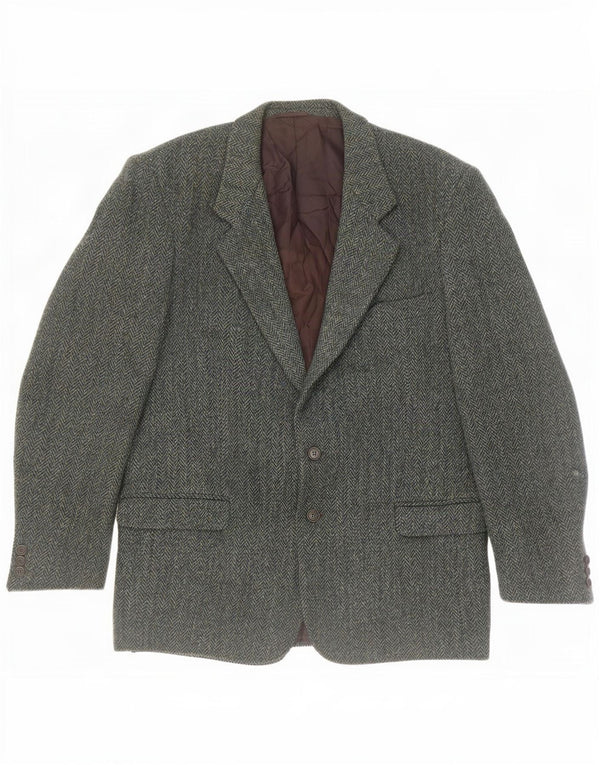 Harris Tweed Ανδρικό μπουφάν σακάκι 2 κουμπιών IT 54 2XL Πράσινο ψαροκόκαλο