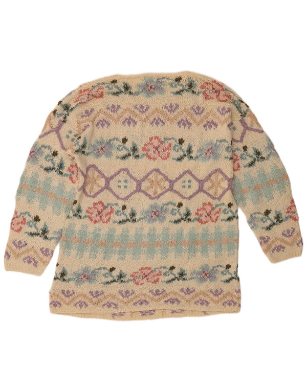 Express γυναικείο πουλόβερ με λαιμόκοψη UK 12 Medium Beige Floral Silk