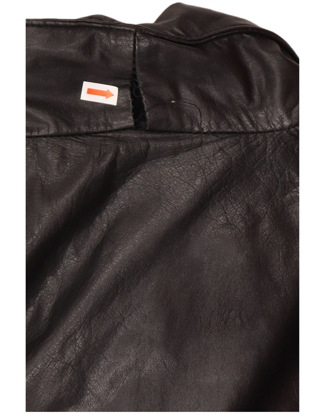 VINTAGE Γυναικείο Δερμάτινο Παλτό UK 14 Μεσαίο Μαύρο Δέρμα