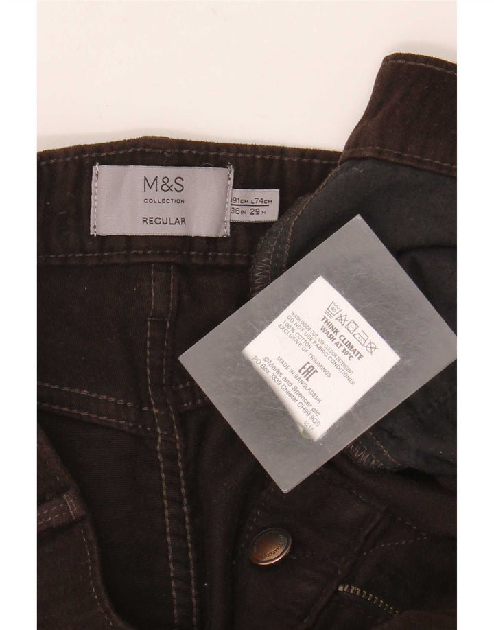 Marks & Spencer Ανδρικό τζιν με κανονική εφαρμογή ίσιο W36 L29 καφέ βαμβακερό