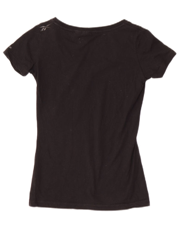 Γυναικείο γραφικό μπλουζάκι Reebok Top UK 8 Small μαύρο βαμβακερό