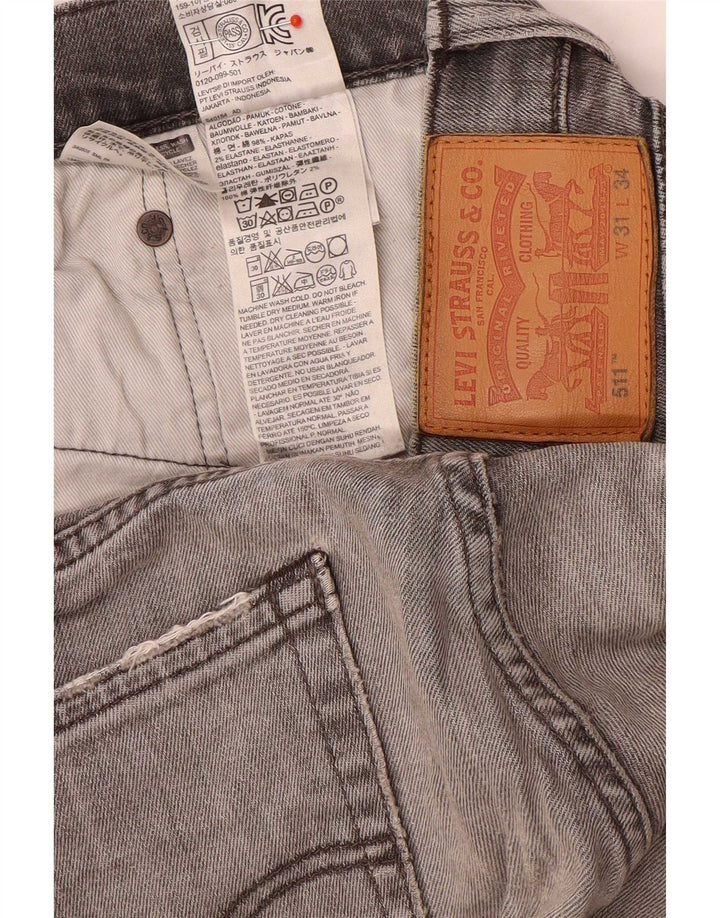 Levi's Mens 511 Slim Jeans W31 L34 Γκρι βαμβακερό