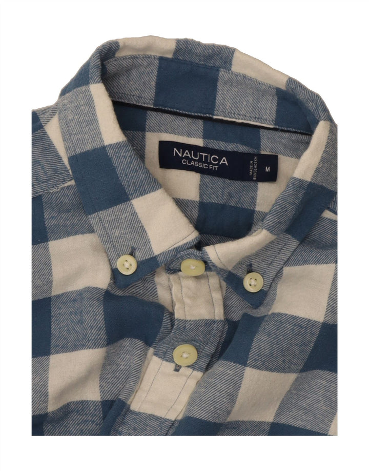 NAUTICA Mens Classic Fit Flannel Shirt Medium Navy Blue Check Cotton Vintage Nautica and Second-Hand Nautica from Messina Hembry 