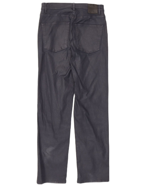 Massimo Dutti Γυναικείο ίσιο κερωμένο casual παντελόνι EU 36 XS W26 L27 Navy B