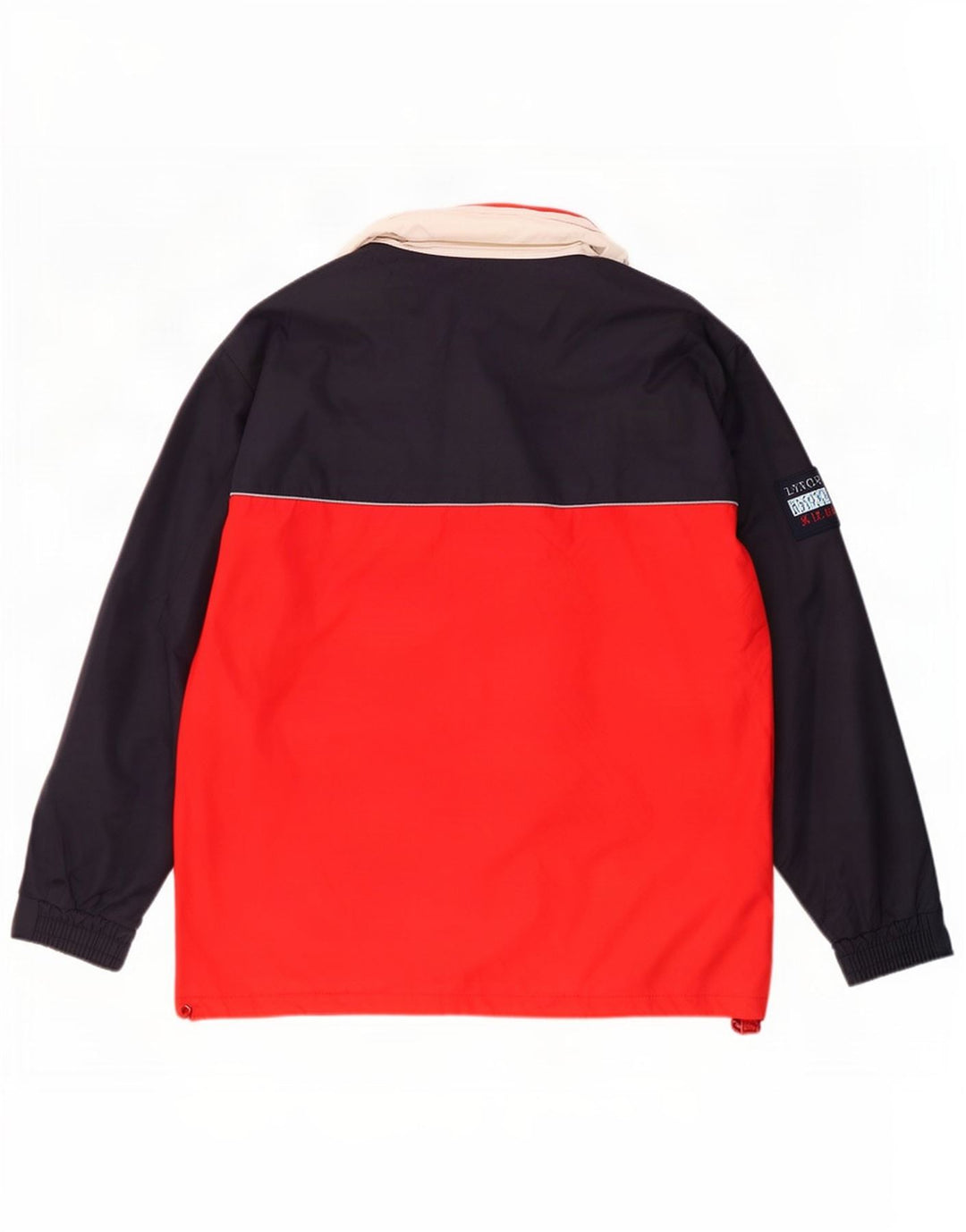 Vintage Ανδρικό μπουφάν βροχής με κουκούλα UK 36 Small Red Colorblock Πολυεστέρας