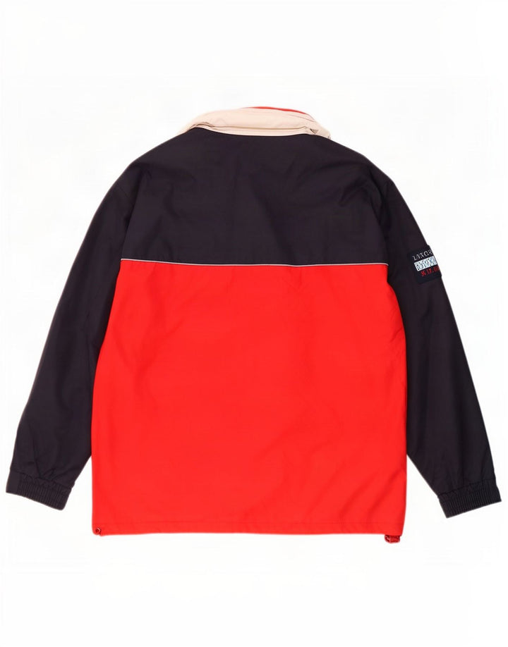 Vintage Ανδρικό μπουφάν βροχής με κουκούλα UK 36 Small Red Colorblock Πολυεστέρας