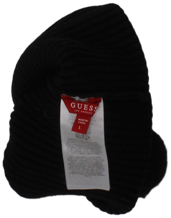 GUESS Womens Graphic Knit Bobble Hat Large Black Viscose Classic