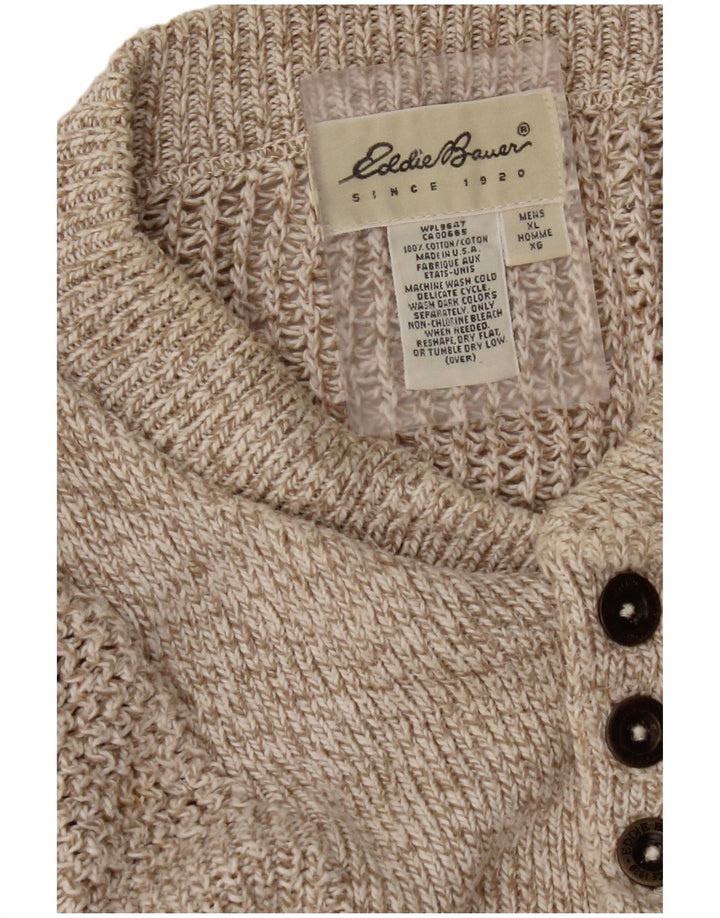 EDDIE BAUER Ανδρικό πουλόβερ με κουμπιά πουλόβερ XL σε μπεζ μπεζ