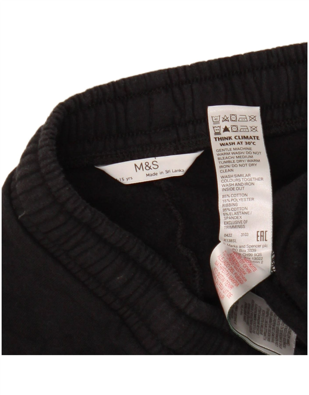 Marks & Spencer Boys αθλητική φόρμα παντελόνι Joggers 14-15 ετών μαύρο βαμβακερό