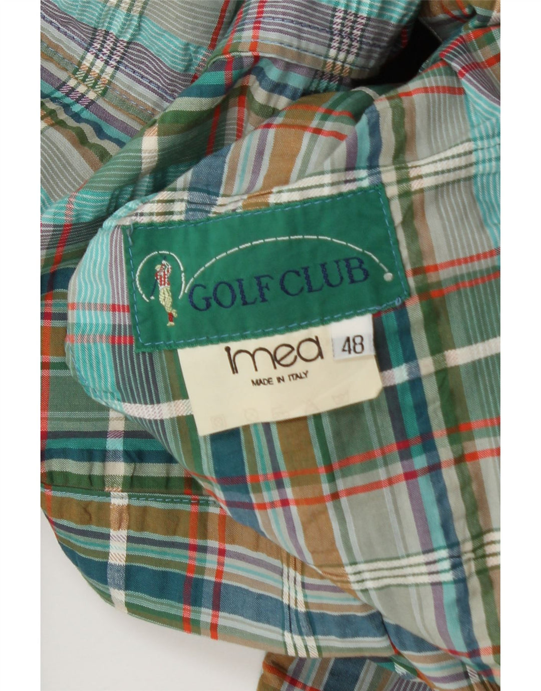 Vintage Ανδρικό Σακάκι Μπλέιζερ με 3 Κουμπιά IT 48 Μεσαίο Πράσινο Καρό Βαμβακερό