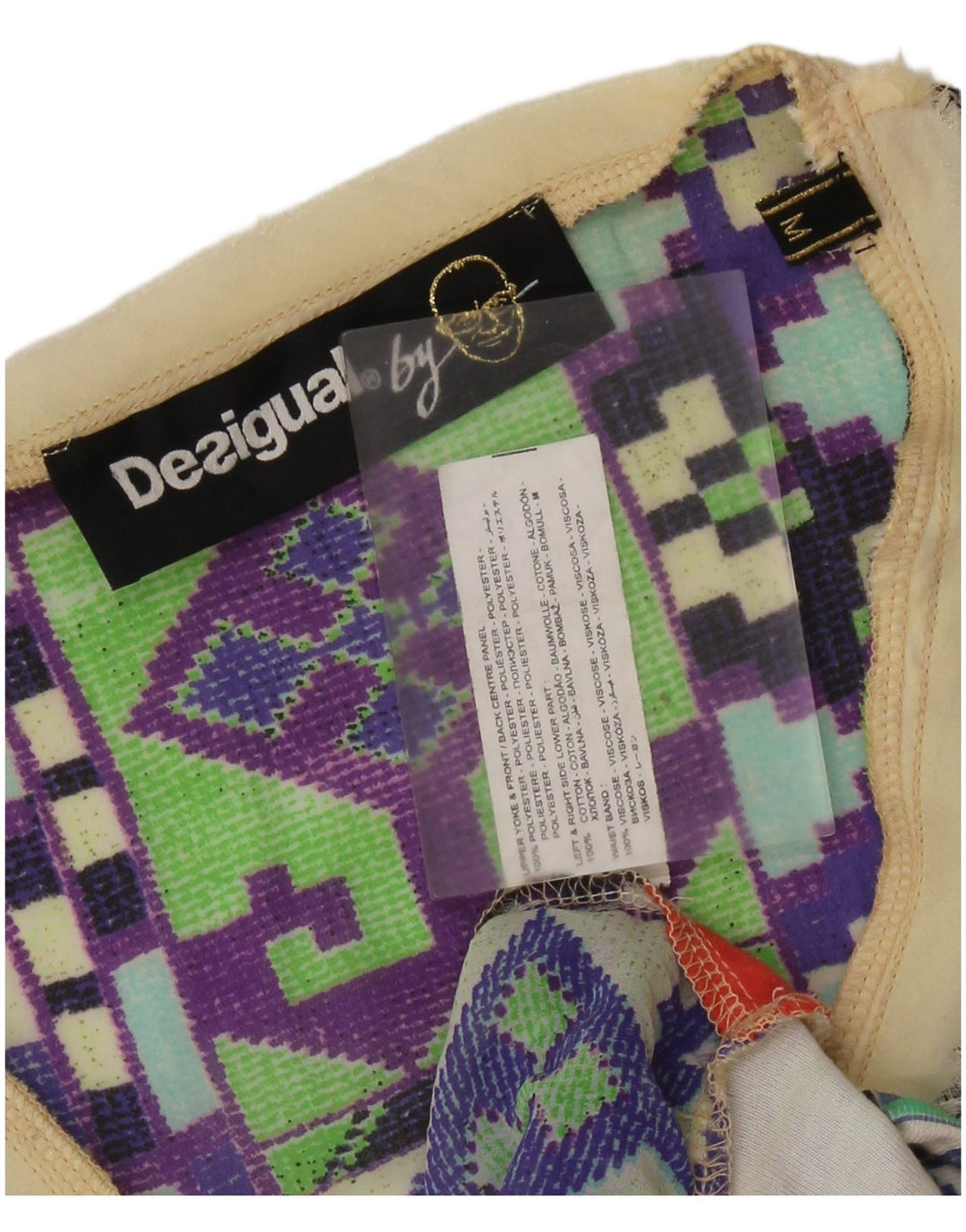 Desigual Γυναικεία Μπλούζα Τοπ UK 14 Medium πολύχρωμο Patchwork Πολυεστέρας