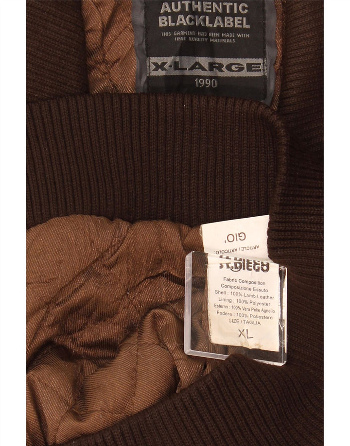 VINTAGE Γυναικείο Δερμάτινο Μπουφάν UK 18 XL Καφέ Δερμάτινο