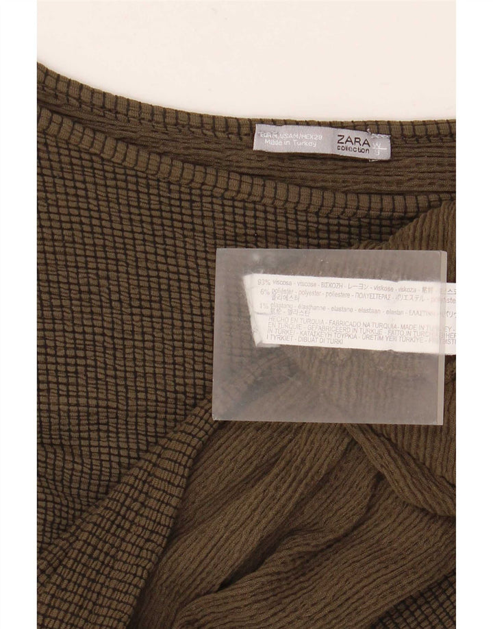 Zara γυναικεία υπερμεγέθη τοπ 3/4 μανίκια UK 14 μεσαία χακί βισκόζη