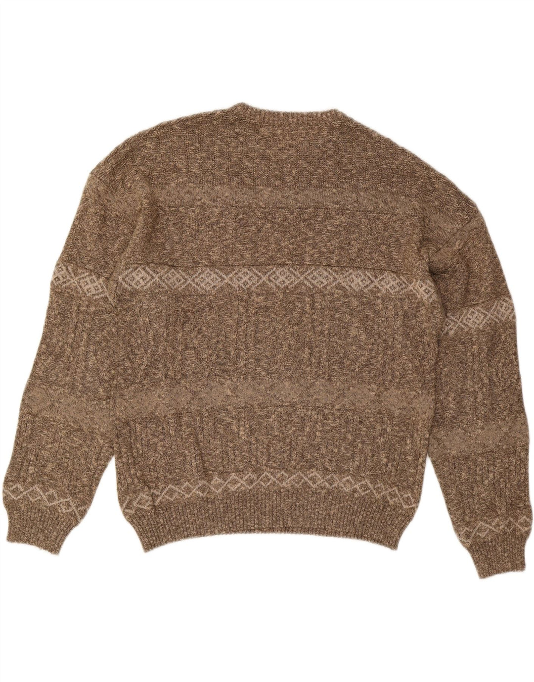 VINTAGE Ανδρικό πουλόβερ με λαιμόκοψη IT 56 2XL καφέ ριγέ