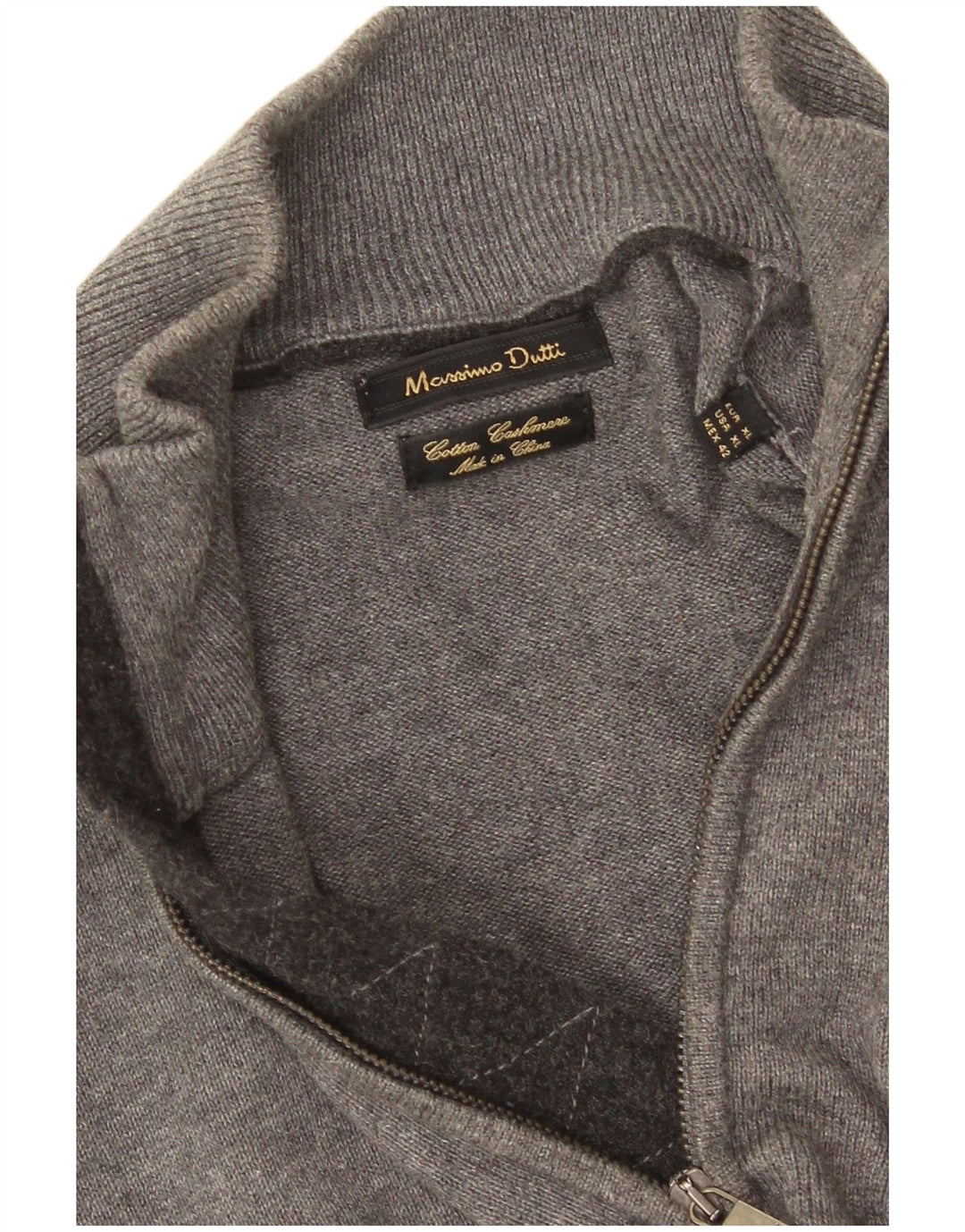 Ανδρικό πουλόβερ Massimo Dutti με φερμουάρ XL Γκρι βαμβακερό