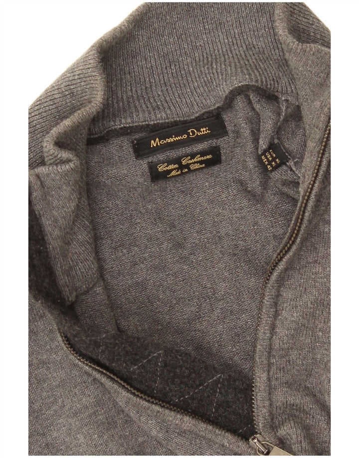 Ανδρικό πουλόβερ Massimo Dutti με φερμουάρ XL Γκρι βαμβακερό