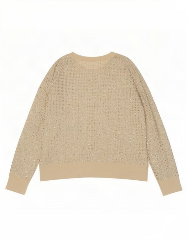 Zara Γυναικείο πουλόβερ με λαιμόκοψη UK 16 Large Beige