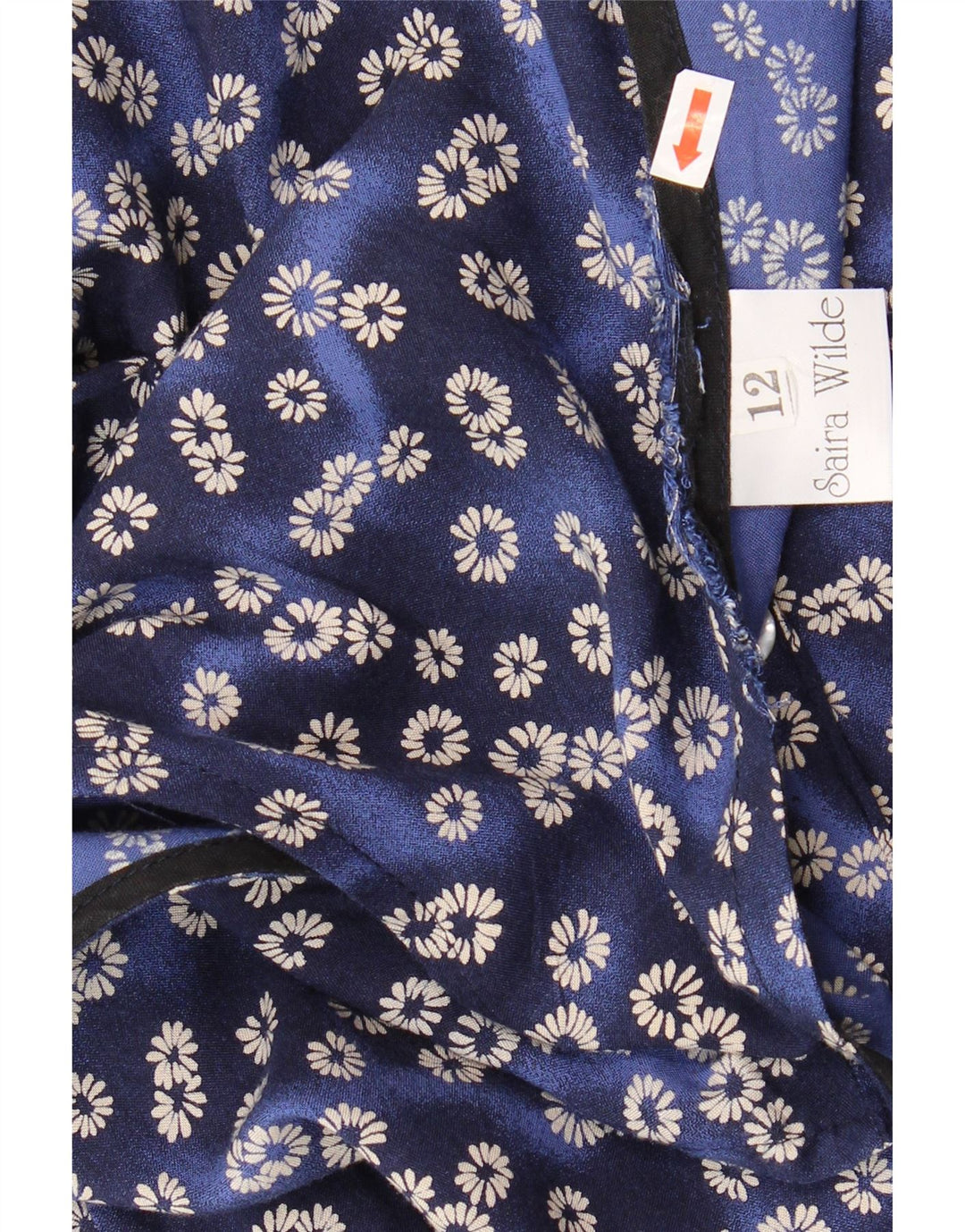 VINTAGE Γυναικείο Αμάνικο Βασικό Φόρεμα UK 12 Medium Blue Floral Viscose