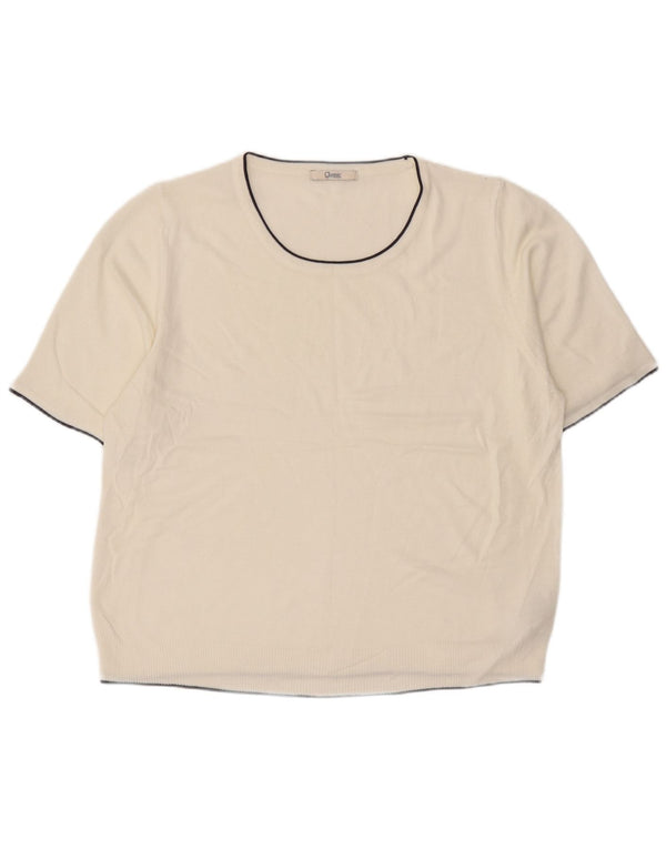 Marks & Spencer Γυναικείο κλασικό πουλόβερ με λαιμόκαυμα UK 20 2XL Λευκό