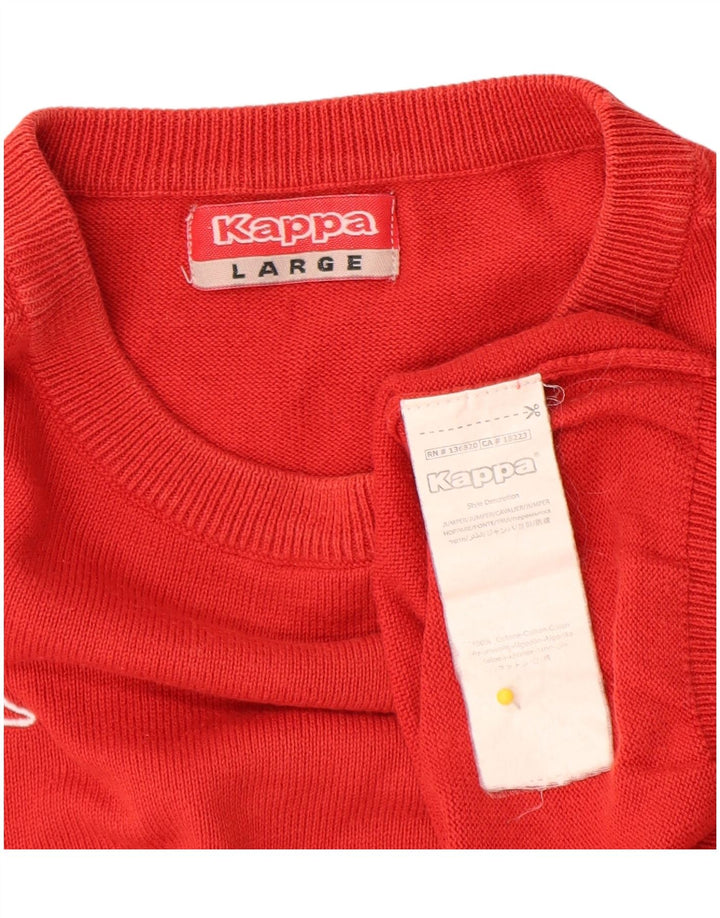 Ανδρικό πουλόβερ Kappa με λαιμόκοψη μεγάλο κόκκινο βαμβακερό