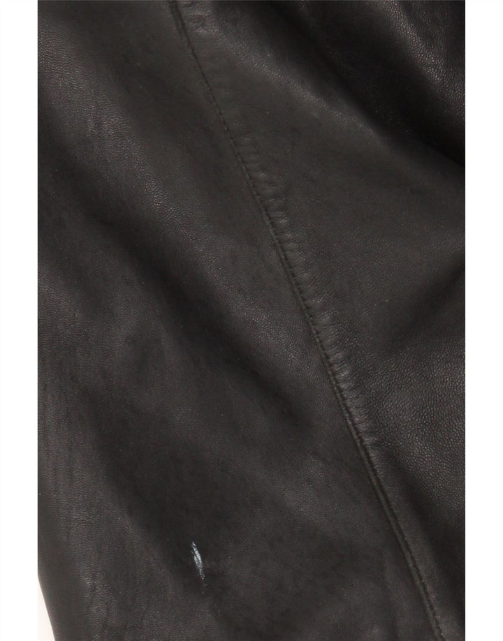 Liz Claiborne Γυναικείο Δερμάτινο Παλτό UK 16 Large Μαύρο Δερμάτινο