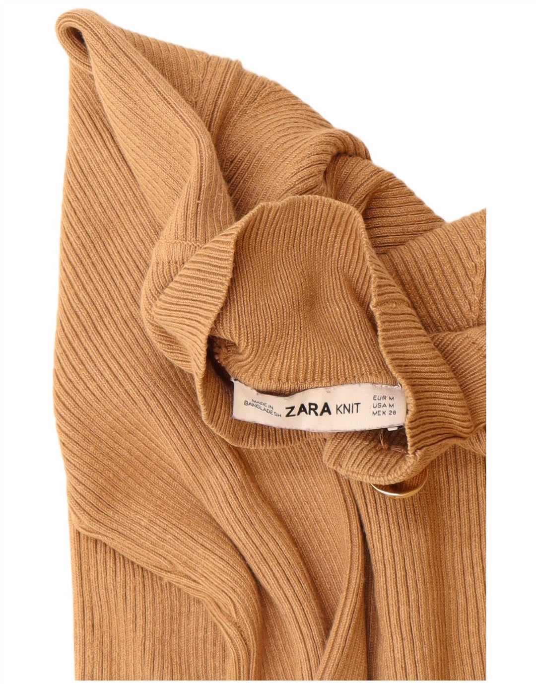 Zara γυναικείο πουλόβερ με λαιμόκοψη χελώνας UK 12 μέτριο μπεζ βισκόζη