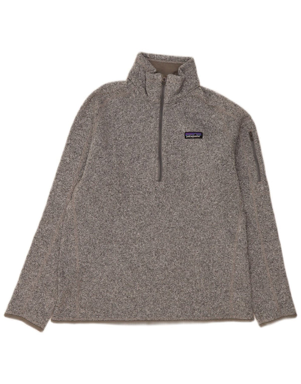 PATAGONIA Womens Zip Neck Sweatshirt Jumper UK 16 Large Grey Flecked