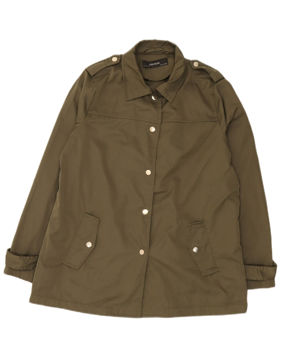Zara Γυναικείο Military Jacket UK 16 Large Khaki Polyester