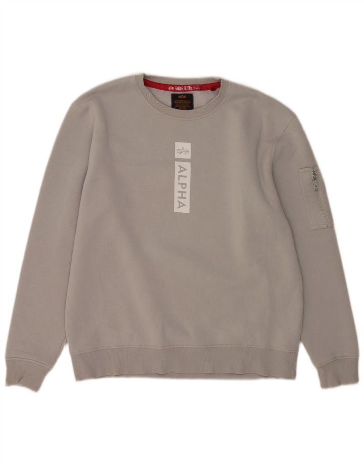 Ανδρικό γραφικό φούτερ Alpha Industries Jumper μεγάλο γκρι βαμβακερό