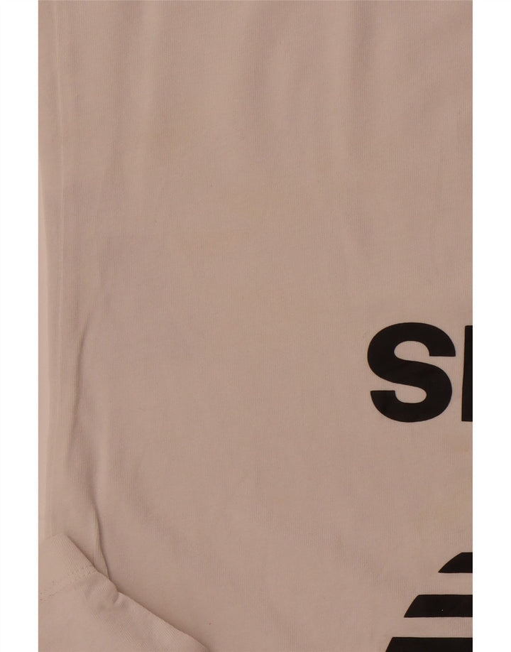 Γυναικείο γραφικό μπλουζάκι ADIDAS Top UK 10 Small λευκό βαμβακερό