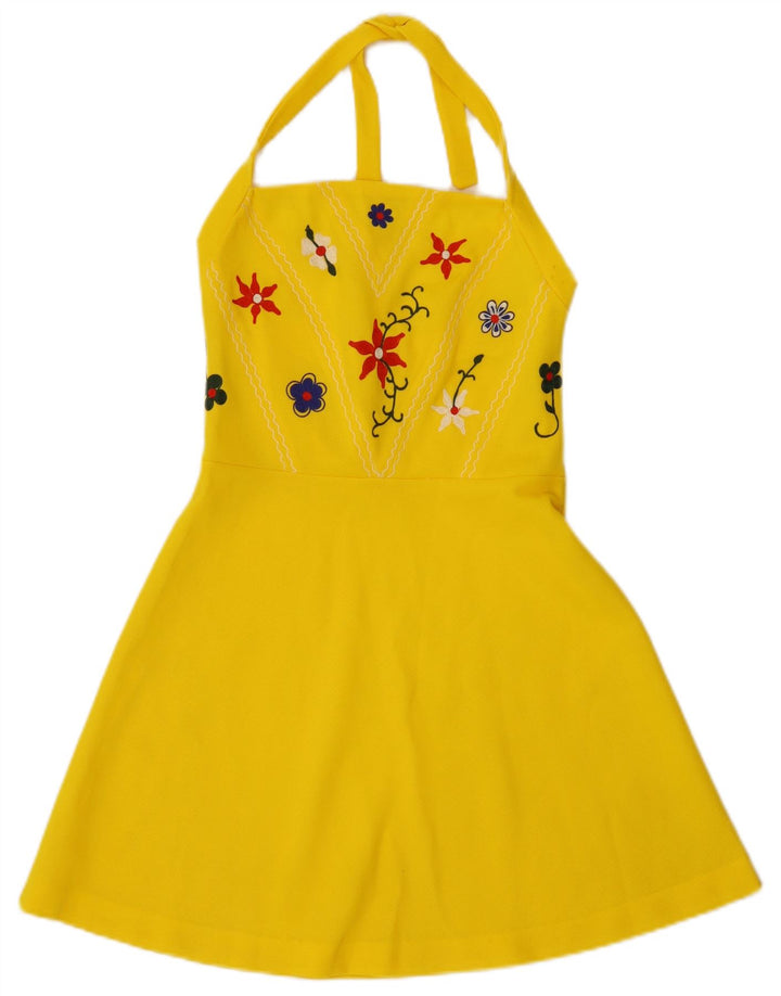 Vintage γυναικείο φόρεμα IT 42 Medium Yellow Floral