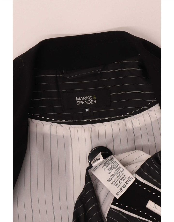 Marks & Spencer Γυναικείο μπουφάν σακάκι με 1 κουμπί UK 16 μεγάλο μαύρο πολυεστέρα