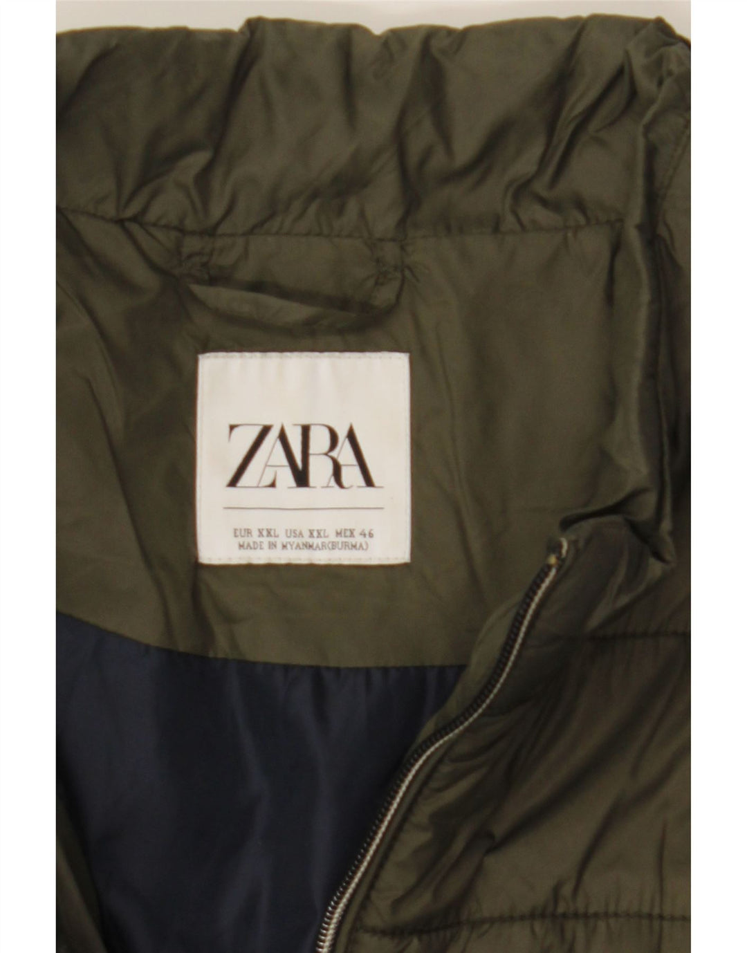 Zara Mens Padded Gilet UK 44 2XL Khaki