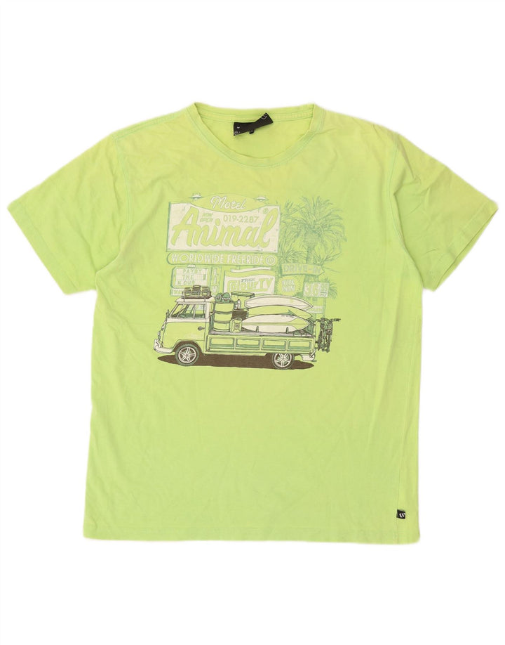 Ανδρικό γραφικό T-Shirt Animal Top Μεσαίο πράσινο βαμβακερό