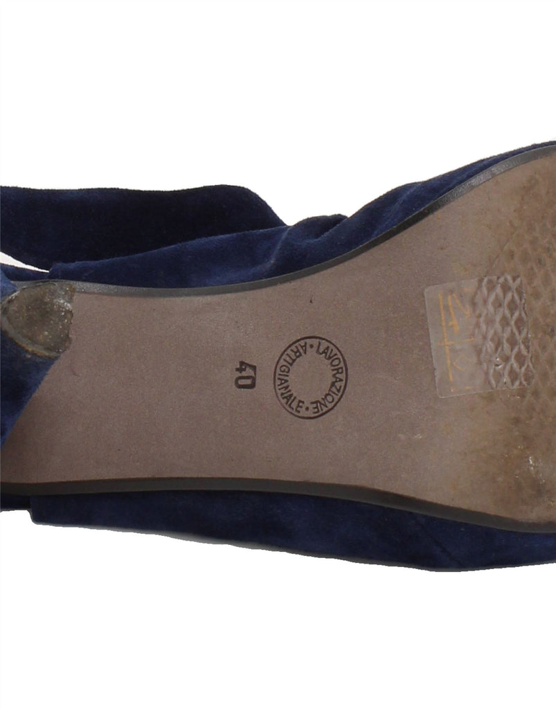 CARVELA Womens Open Toe Suede Slingback Heels UK Size 7 Navy Blue Suede Vintage Carvela and Second-Hand Carvela from Messina Hembry 