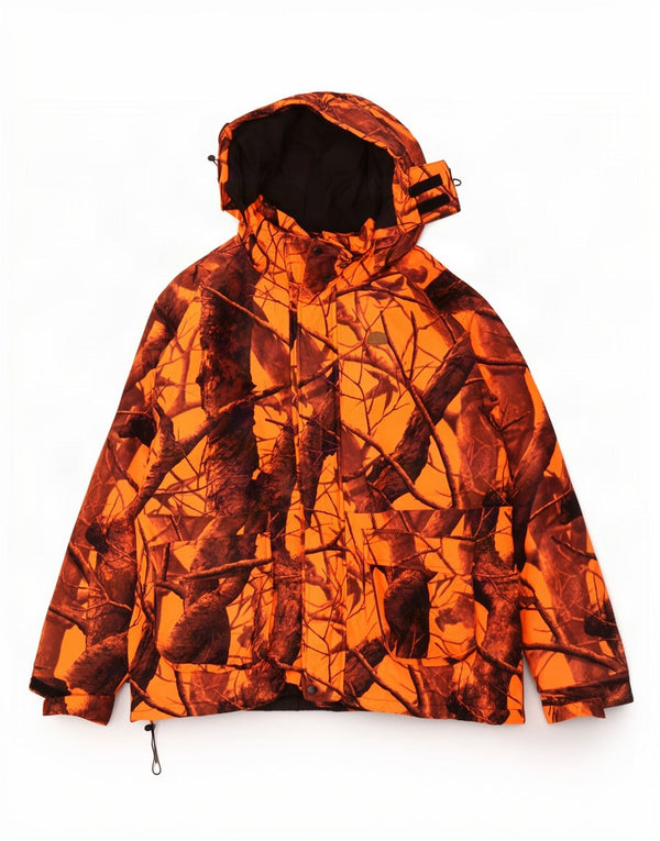 il Lago Mens Hunting Hooded Windbreaker Jacket UK 44 2XL Orange Camouflage