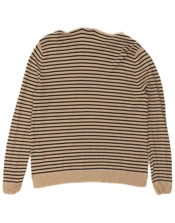 Zara γυναικείο πουλόβερ με λαιμόκαυστο UK 10 Small Beige ριγέ Ναυτικό