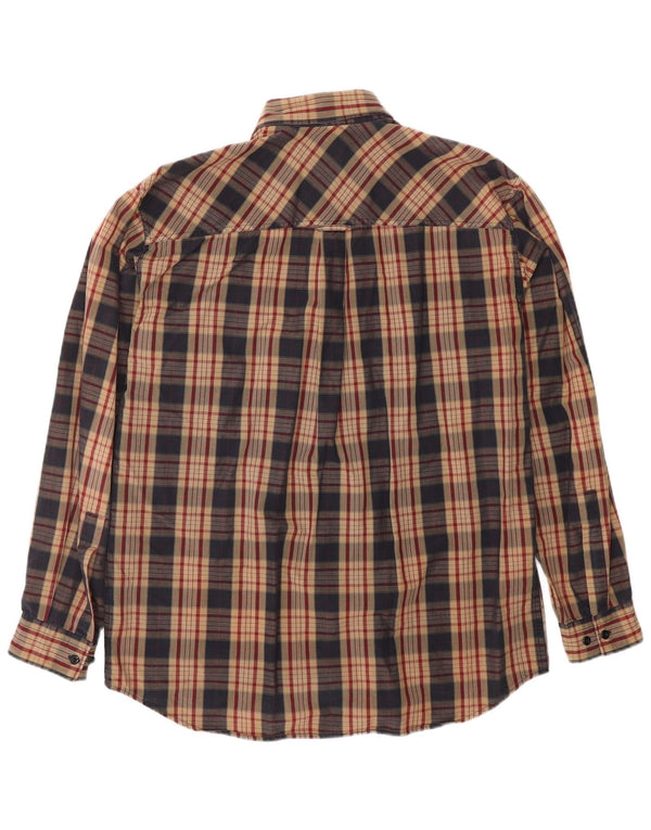 MARLBORO CLASSICS Mens Flannel Shirt Large Brown Check Cotton