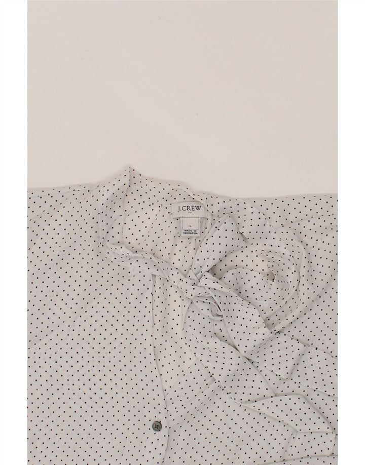 J. CREW Womens Front Tie Shirt Blouse UK 16 Large Off White Polka Dot Vintage J. Crew and Second-Hand J. Crew from Messina Hembry 