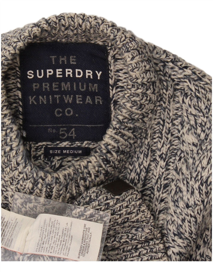 Ανδρικό πουλόβερ με λαιμόκοψη Superdry, Μάλλινο μεσαίο μπλε ναυτικό