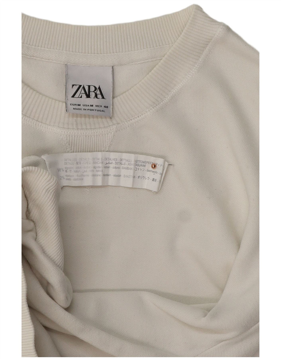 Ανδρικό φούτερ ZARA Jumper Μεσαίο λευκό βαμβακερό