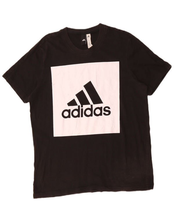 Ανδρικό γραφικό μπλουζάκι ADIDAS Top Large Black Colourblock Βαμβακερό