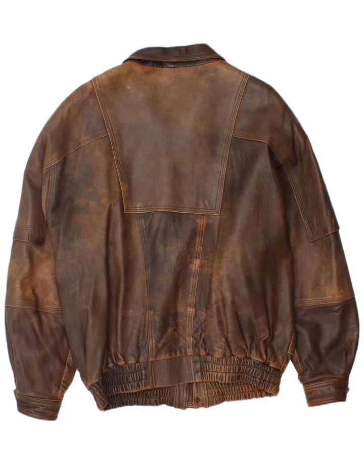 Vintage Ανδρικό Δερμάτινο Μπουφάν IT 58 4XL Καφέ Δερμάτινο