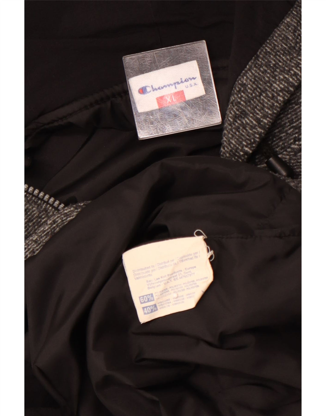 CHAMPION Ανδρικό φλις μπουφάν με κουκούλα UK 42 XL Γκρι πολυεστέρας