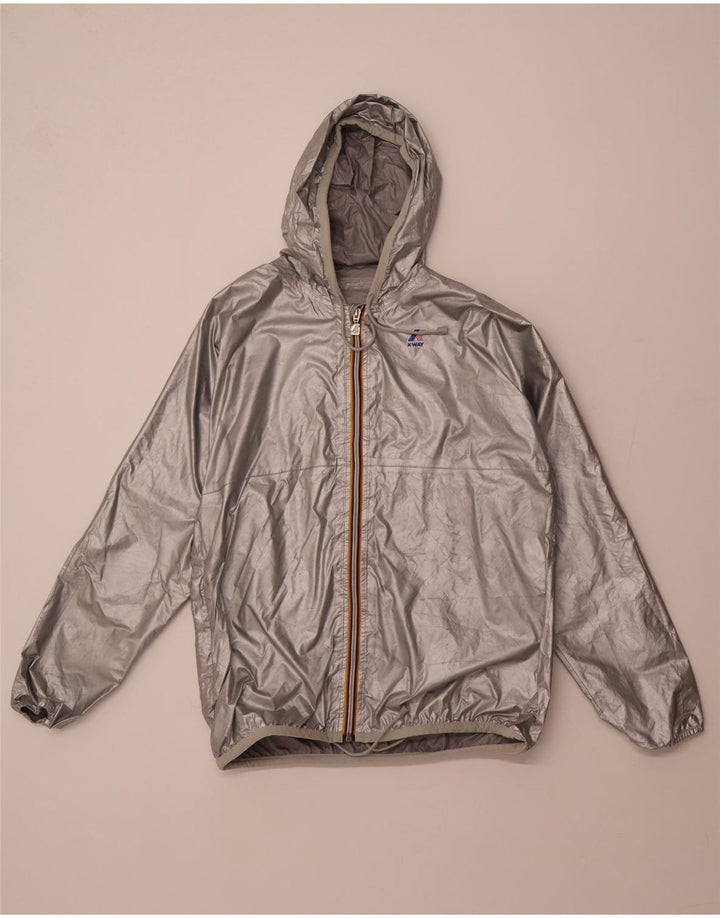 K-WAY Γυναικείο μπουφάν βροχής με κουκούλα UK 10 Small Silver Polyamide