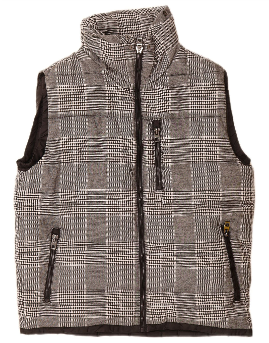 Zara Ανδρικό padded Gilet UK 42 XL Grey Check Polyester