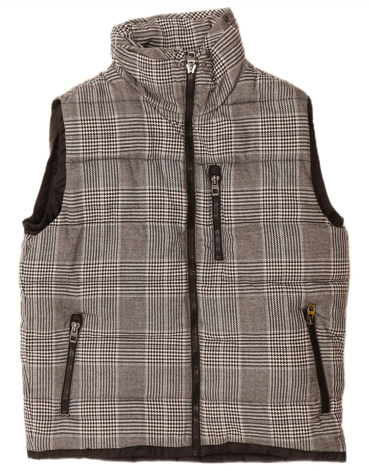 Zara Ανδρικό padded Gilet UK 42 XL Grey Check Polyester