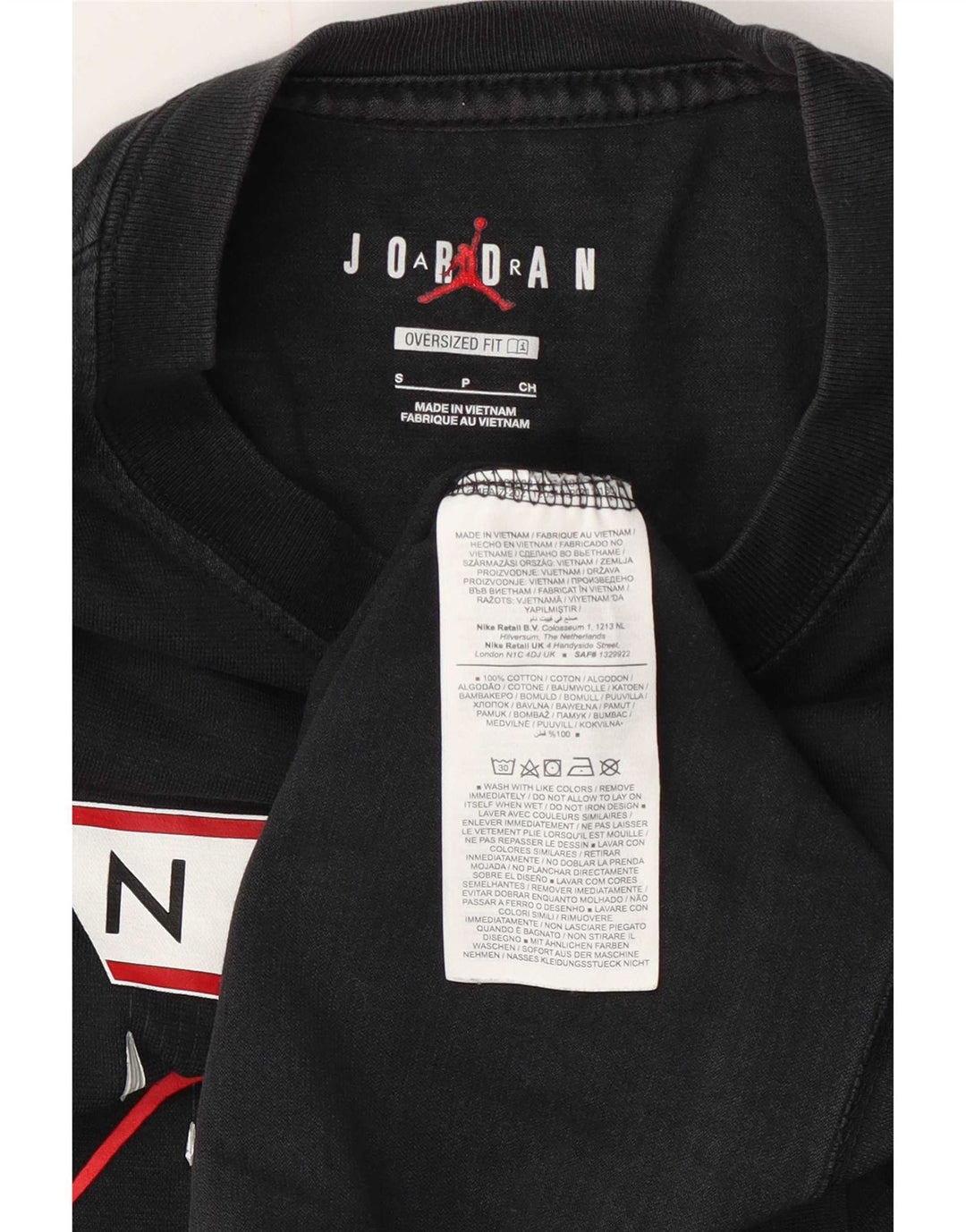 Ανδρικό μπλουζάκι Jordan Oversized γραφικό μπλουζάκι, μικρό μαύρο βαμβακερό