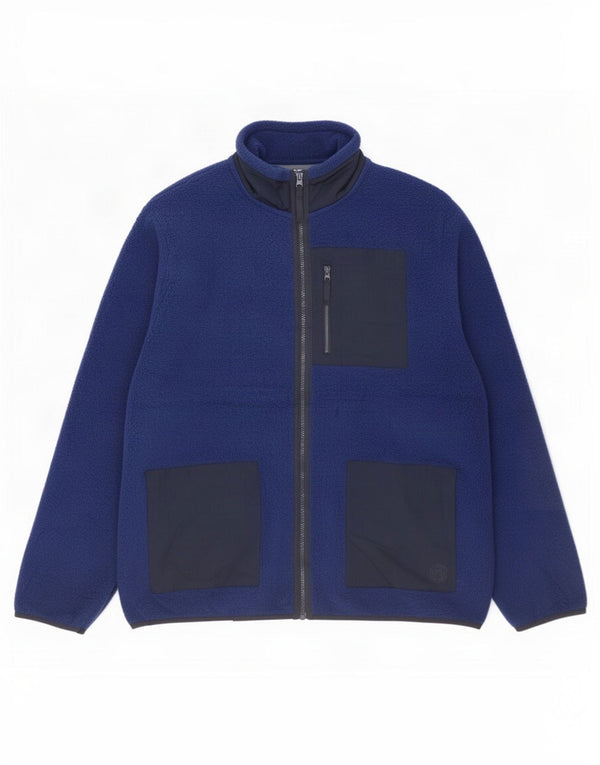 Marks & Spencer Ανδρικό Fleece Jacket UK 40 Large Blue Colorblock Polyester