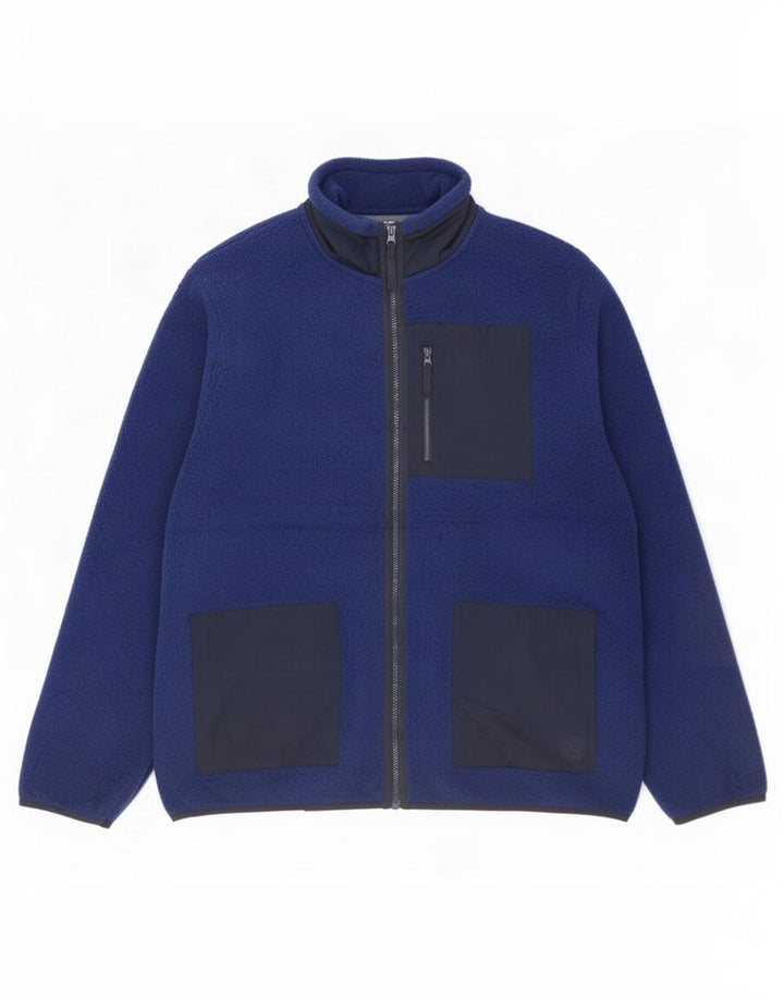 Marks & Spencer Ανδρικό Fleece Jacket UK 40 Large Blue Colorblock Polyester